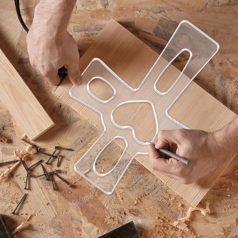 beinkmake Crosses Template Acrylic Clear Valet Tray Hollow Heart Shape Router Template for Woodworking Drawing Inlay Templates Charcuterie Board Handicraft Decorative 7.5x9.8inch - Image 3
